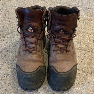 Men's Red Wing Brown and Black Steel Toe Work Boots